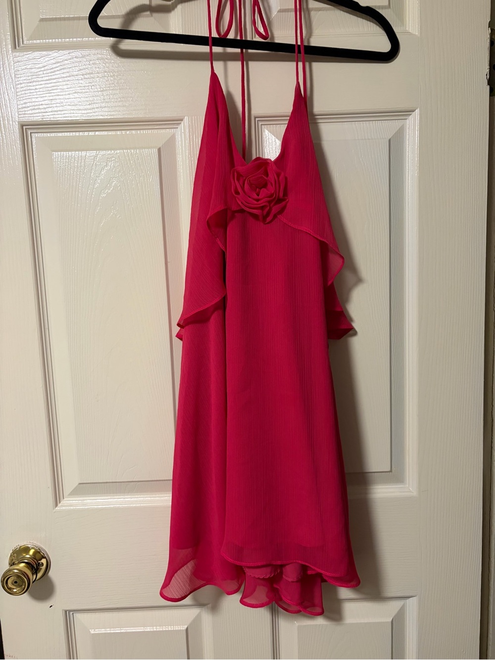 Chiffon Baby doll frill Mini Dress- color Fuschia